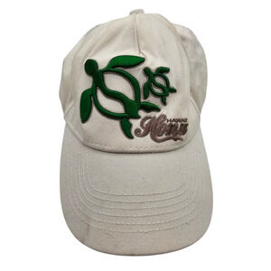 Vintage Y2K Konu Hawaii womens Strapback Baseball Hat White Green Embroidered